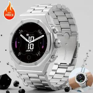 호환   워치 8 46mm용 럭셔리 개조 키트 케이스 워치 8 44 40 모드 키트 스트랩용 스테인리스 스틸 팔찌