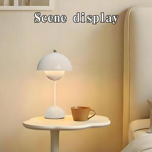버섯 꽃 봉오리 충전식 LED 테이블 램프 책상 밤 침실 식사 터치 빛 간단한 현대 장식