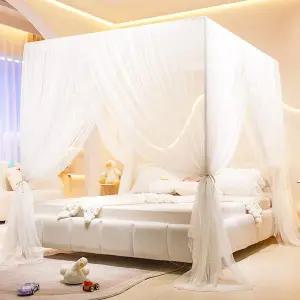 아키키 프린세스 4 코너 포스트 모기장 - 아늑한 드레이프 네팅 3 여아 침대 남자 어른용 캐노피 커튼