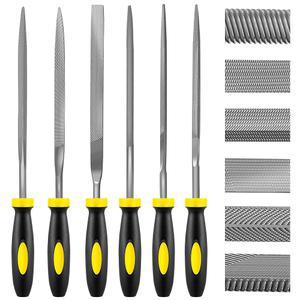 카푸아 6피스 금속 바늘 파일 세트 - 경화 합금 강철에는 플랫, 워딩, 정사각형, 삼각형, 원형 및 하프 라운드 파일이 포함됩니다