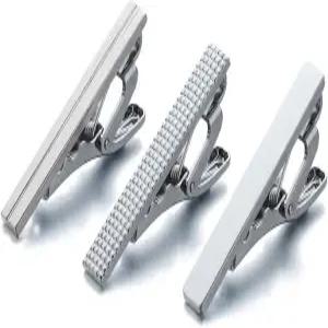 어나더 키스 남성용 패션 합금 메탈 1.5인치 스키니 타이 클립 3개 세트