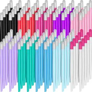 야오미아오 100개 고무팁 네일 큐티클 푸셔 벌크 팁 플라스틱 손잡이 아트 도구 모듬 컬러 클리너 스틱