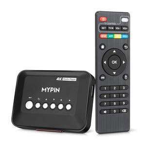 4K@30Hz HDMI TV 미디어 플레이어(HDMI /AV 출력), 14TB HDD용 디지털 MP4 플레이어/512G USB 드라이브/SD 카드/H.265 MP4, MP3 AVI RMVB MPEG용 리모컨 포함)
