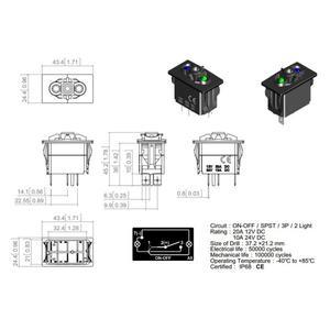 녹색/파란색 보트 스위치 12V-24V 3 핀 SPST ON-OFF 방수 자동차 로커 교체