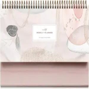 핑크 추상 날짜가 없는 나선형 주간 책상 캘린더 플래너 60주 영감을 받아 리스트 패드 데스크 스탠드