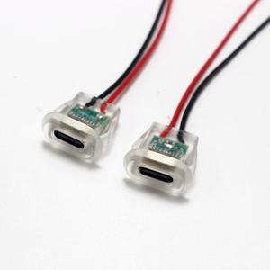 2핀 USB 유형 C 5A 입력 충전 소켓(LED 조명 포함) 플레이트 방수 전원 포트 TYPE-C 암 커넥터 잭