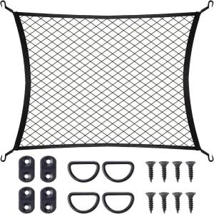 SUV 리어 트렁크 침대 네트용 고정 후크 D-링 러기지 커버가 있는 MWMNUN 탄성 카고 네트 넷 스트레치블