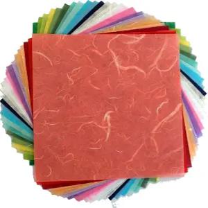 멀버리페이퍼스탁 100매 6x6인치 종이접기 사각형 종이 25가지 색상 양면 일본식 접이 공예품