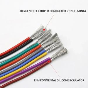 유연한 실리콘 와이어 롤, 고무 절연 주석 도금 구리 내열성 케이블, 600V 키트, 30, 28, 26, 24, 22, 20,