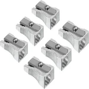 파티킬 금속 연필깎이 사무실 교실 아트 페인팅을 위한 싱글 홀이 있는 6팩 알루미늄 합금 미니 수동 실버