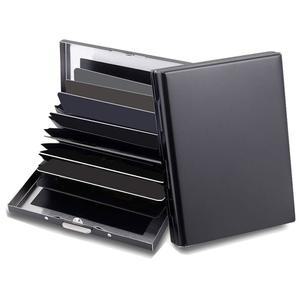 EASTNIGHTS RFID 신용카드 홀더 프로텍터 금속 지갑 비즈니스 카드 남성용 선물 상자 패키지 (블랙)