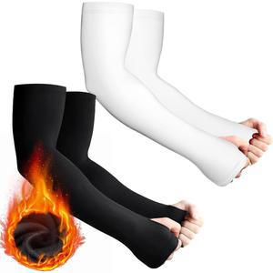 스카이티 2쌍 팔 소매 워머 사이클링 보온 소매 남성용 구멍이 있는 팔 겨울 커버