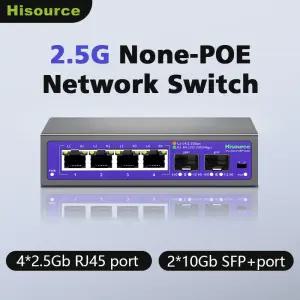 Hisource 2.5G 4 8 포트 이더넷 스위치 없음 POE Networck 업링크 IP 카메라/무선 AP용 2*10G