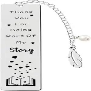 테니넷 메탈 북마크 내 이야기의 일부가 되어줘서 고마워 스테인리스 스틸 실버 5.11 x 1.02 인치 1 카운트