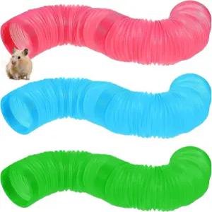 3팩 펫 펀 터널 소형 동물 접이식 플라스틱 햄스터 튜브 은신처 기니피그 친칠라 쥐 페럿 난쟁이 토끼를