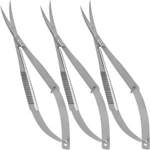 메드익스프레스 4.5인치 커브드 자수 가위 3개 세트 눈썹과 속눈썹을 위한 스테인리스 스틸 트리밍