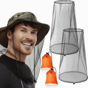 구올럽수 2팩 모기장 드로스트링 - 초대형 및 엑스트라 롱 프리미엄 통기성 벌레망 모자용 유니버설 핏