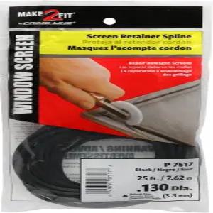 프라임 라인 P 7517 스크린 리테이너 스플라인 0.130인치 25피트 검은색(1롤)