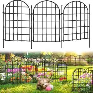 12 패널 정원 울타리 13.8피트L x 17인치H 아치형 노 디그 바닥 말뚝이 있는 장식용 동물 장벽 개 토끼