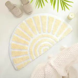 트루데이스 목욕 러그 베이지 선 매트 반원 귀여운 보호 욕실 부드럽고 푹신하며 물 흡수성 기계 세탁