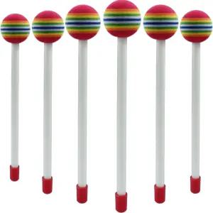 시오니스 드럼 스틱 6개 부드러운 롤리팝 레인보우 망치 폼 헤드 비트 타악기