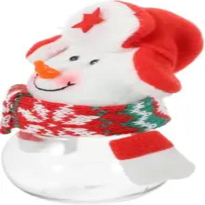 업코치 크리스마스 캔디 병 모자와 스카프가 달린 투명 눈사람 바구니 1개 설탕 견과류 스낵 축제 테이블탑