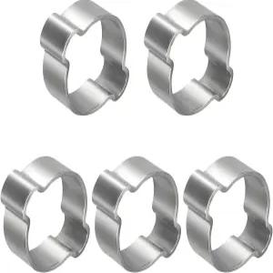 코젤로 5Pcs 스테인리스 스틸 이중 이어 호스 클램프 조절 가능한 12.515mm 헤비 듀티 O 클립 크림프 링