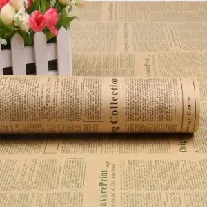 Featuman 블랙 소가죽 포장지 19.6×27.5인치 레트로 영자 신문 꽃 꽃다발 생일 결혼식 졸업식 DIY 공예