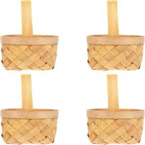 결혼식용 손잡이 미니 나무 바구니가 달린 작은 손 직조 위커 바구니 플라워 걸 결혼식 용품 선호