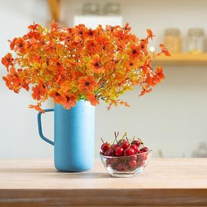시뮬레이션 꽃 부케 가을 오렌지 가짜 식물 DIY 거실 홈 가든 생일 웨딩 파티 장식, 10 개, 1 개