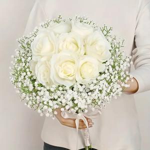 90개 리얼 터치 안개꽃 인조 꽃 - 산화 방지, 줄기가 있는 대량 꽃다발, 가정 및 사무실 장식용, 완벽함