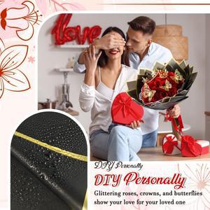 반짝이 인공 영원한 빨간 장미 꽃다발 영원히 꽃 실크 가짜 발렌타인 데이 생일 선물