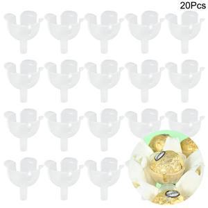 초콜릿 베이스 홀더 트러플 라이너 포장지 꽃 캔디 볼 꽃다발 고정 컵 라운드 클리어 박스, 파티 장식, 20