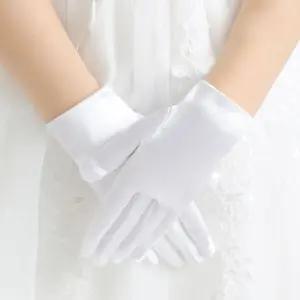 최고급 새틴 아동 행사 장갑 어린이 예식 화이트 흰색 WTc3+8gGB