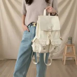 [다잇템] 여성 엷은 멀티포켓 복주머니 색상 신입생 버클 백팩