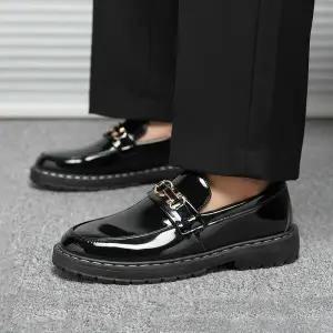 [모로엠] 남성 유광 가죽 스트랩 로퍼 DMC-SE-QDD582