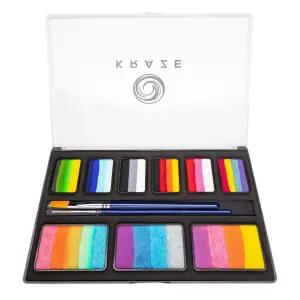 모든 피부 타입을 위한 크라제 FX 프로페셔널 페이스 페인팅 스플릿 케이크 팔레트 워터 활성화 저자극성