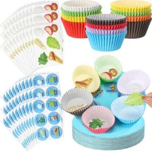 징모어 30세트 유월절 사더 접시 공예 키트 30개 포함 종이 300개 컵케이크 트레이 푸드 카드 스티커 게임