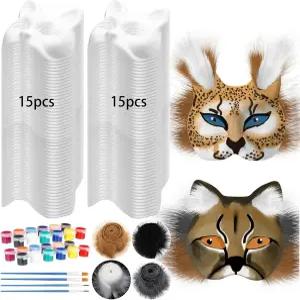 젤리아치 36개 DIY 테리안 마스크 키트 크리스마스 장비 테리안을 위한 인조 모피 메시가 포함된 30개의 빈