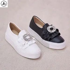 [애슬릿] 키높이 슬립온 셔링 큐빅 장식 여성 단화 4cm