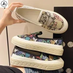 [애슬릿] 여성 슬립온 캔버스 발편한 단화 운동화