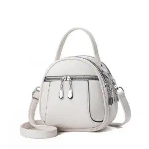 [다잇템] 여성 레더 쁘띠 탑핸들 라운드 자크 크로스백