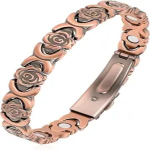 여성용 베이플 구리 팔찌 99.99 순수 자성 3800 가우스 조절 가능한 사이즈 자석이 내장된 여성 선물 포장