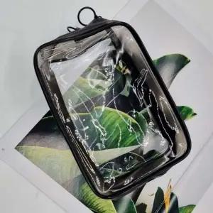 [룽스]파우치 중형 다용도파우치 투명 블랙 PVC