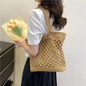 [룽스]출근백. 바캉스 니트 라탄 숄더 네트백