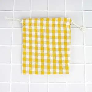 [룽스]체크 복조리 파우치 옐로우 깅엄체크파우치
