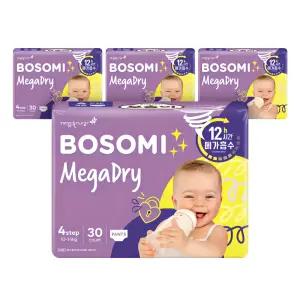 보솜이 메가드라이 팬티기저귀 대형 공용 4단계, 30매,4팩