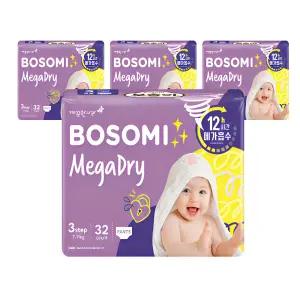 보솜이 메가드라이 팬티기저귀 중형 공용 3단계, 32매,4팩
