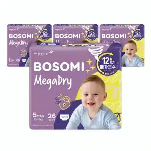 보솜이 메가드라이 팬티기저귀 특대형 공용 5단계, 26매, 4팩