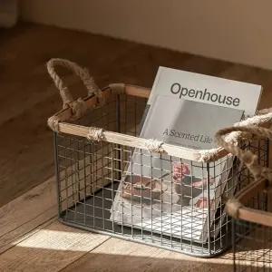 철제바스켓 직사각 바구니 잡지 손잡이 정리함 소품 인형 수납함 책